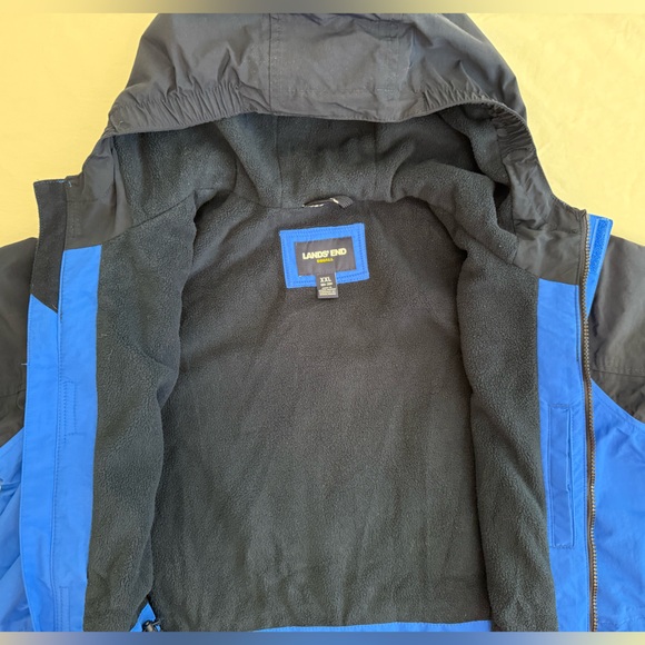 Lands End Squall Jacket Boys Husky XXL 18H-20H Blue Navy Fleece Lined Waterproof - Picture 6 of 15